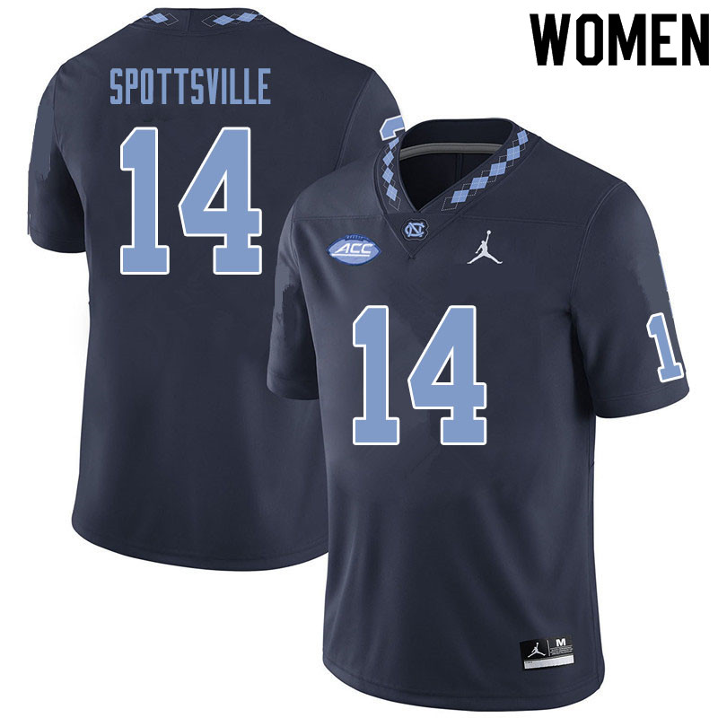 Women #14 Welton Spottsville North Carolina Tar Heels College Football Jerseys Sale-Black